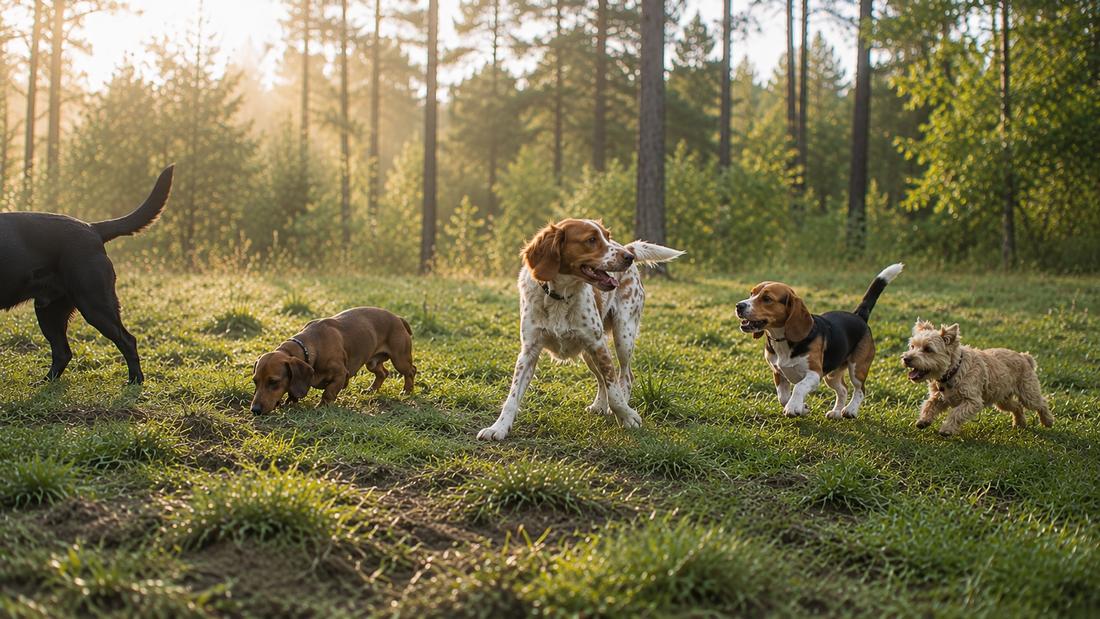 Chien épanoui lors d'une balade en forêt près de Strasbourg